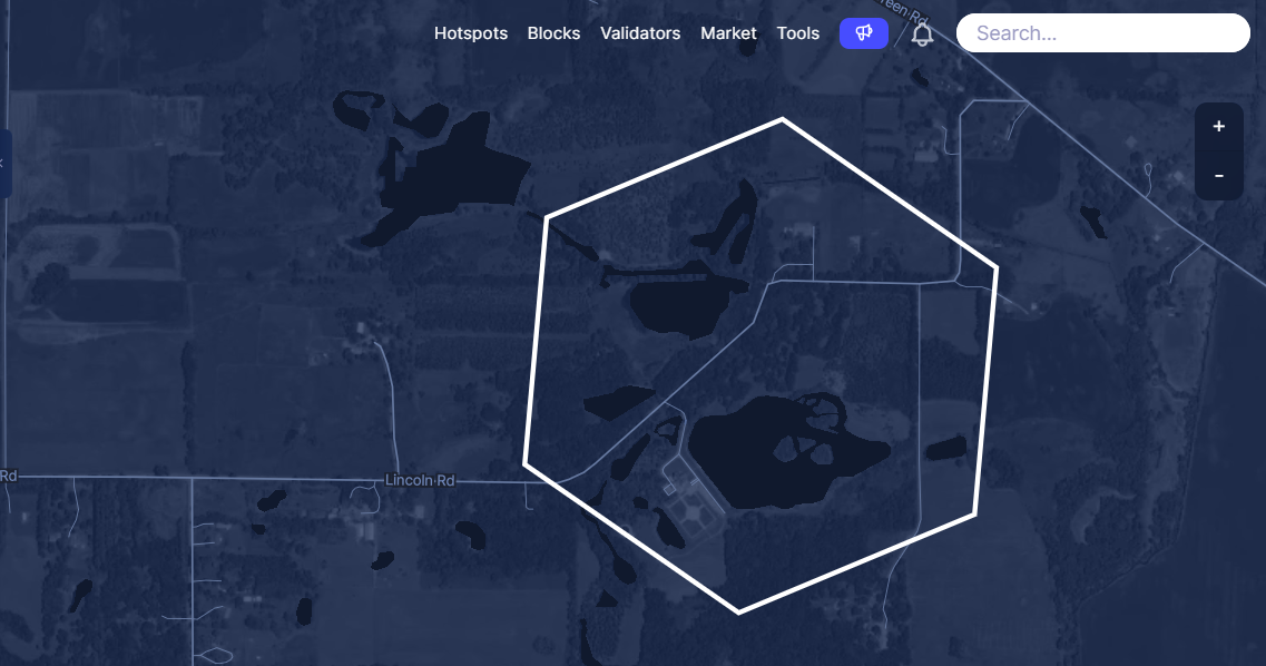 Example showing an area with no existing Helium coverage