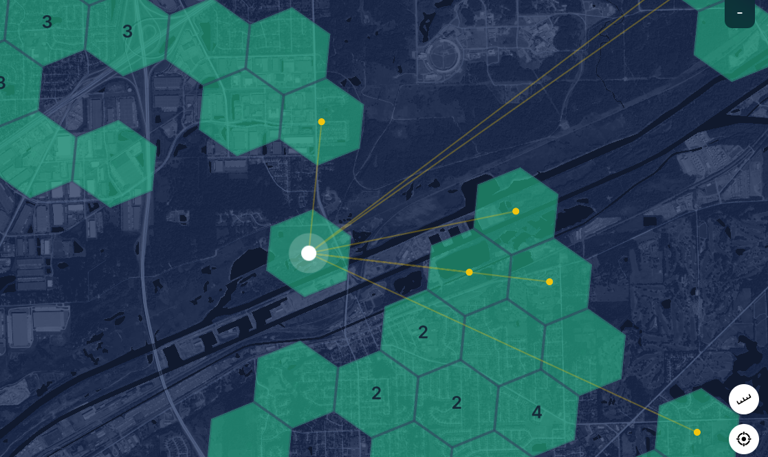 Example where Helium network coverage likely exists in unshaded areas